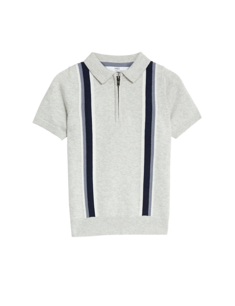 Pure Cotton Striped Knitted Polo Shirt (2-8 Yrs)