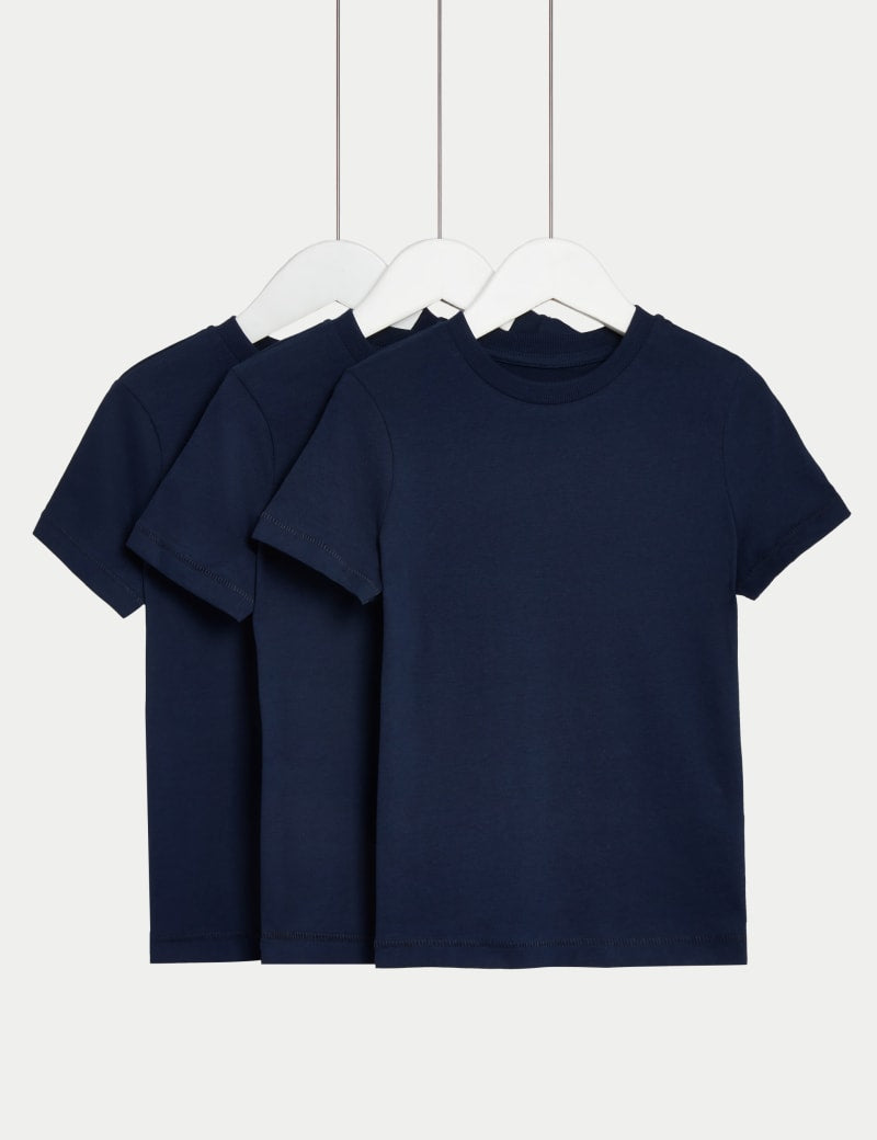 3pk Pure Cotton Plain T-Shirts (2-8 Yrs)