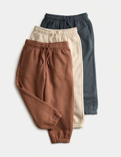 3pk Cotton Rich Plain Joggers (2-8 Yrs)