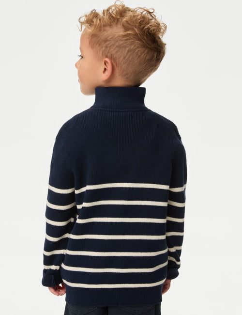 Pure Cotton Striped Half Zip Jumper (2-16 Yrs)