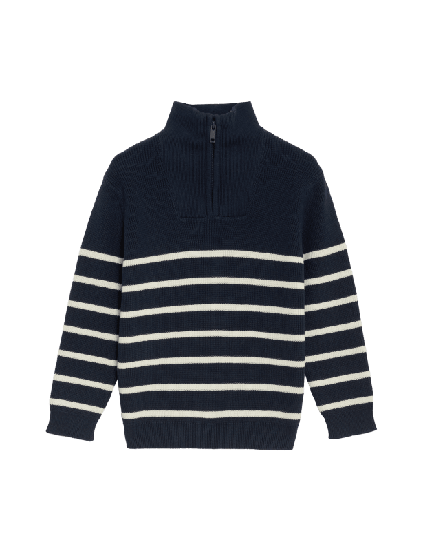 Pure Cotton Striped Half Zip Jumper (2-16 Yrs)