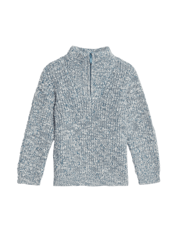 Cotton Blend Half Zip Knitted Jumper (2-8 Yrs)