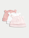 3pk Pure Cotton Floral Hats (0-1 Yrs)