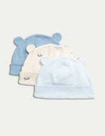 3pk Pure Cotton Floral Hats (0-1 Yrs)