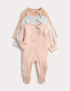 3pk Cotton Rich Ribbed Sleepsuits (6½lbs-3 Yrs)