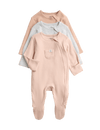 3pk Cotton Rich Ribbed Sleepsuits (6½lbs-3 Yrs)