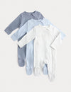 3pk Cotton Rich Ribbed Sleepsuits (6½lbs-3 Yrs)
