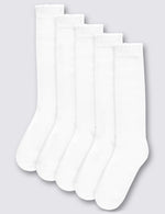 5 Pairs of Freshfeet™ Cotton Rich Trim Knee High Socks (2-11 Years)