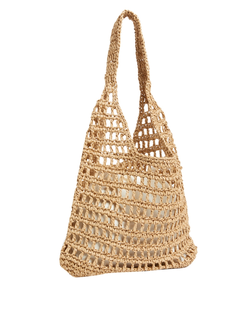 Straw Drawstring Tote Bag