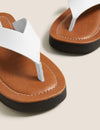 Leather Flatform Flip Flops