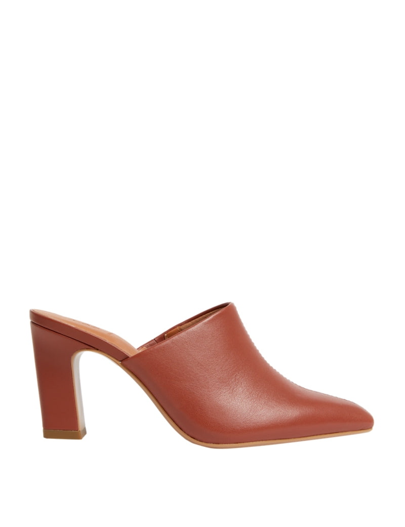 Leather Statement Heel Pointed Mules