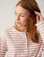 Pure Cotton Striped Long Sleeve Henley Top