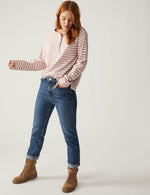 Pure Cotton Striped Long Sleeve Henley Top