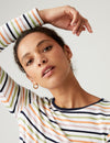 Cotton Rich Striped Long Sleeve Top