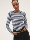 Cotton Rich Striped Long Sleeve Top