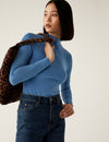 Cotton Rich Funnel Neck Long Sleeve Top