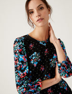 Floral Round Neck 3/4 Sleeve Top