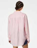 Pure Linen Striped Collared Relaxed Shirt