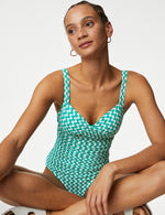 Tummy Control Printed Padded Plunge Swimsuit