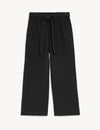 Pure Cotton Wide Leg Cropped Trousers