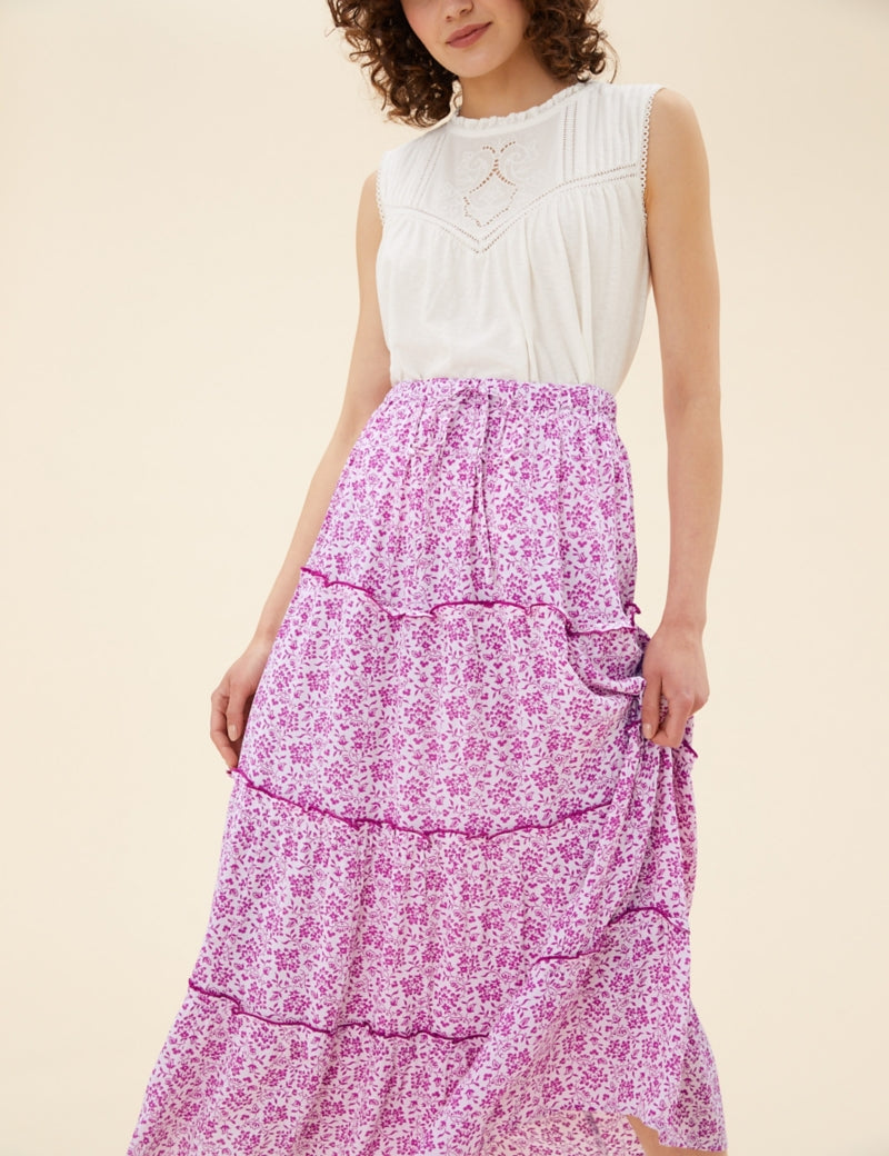Floral Midaxi Tiered Skirt