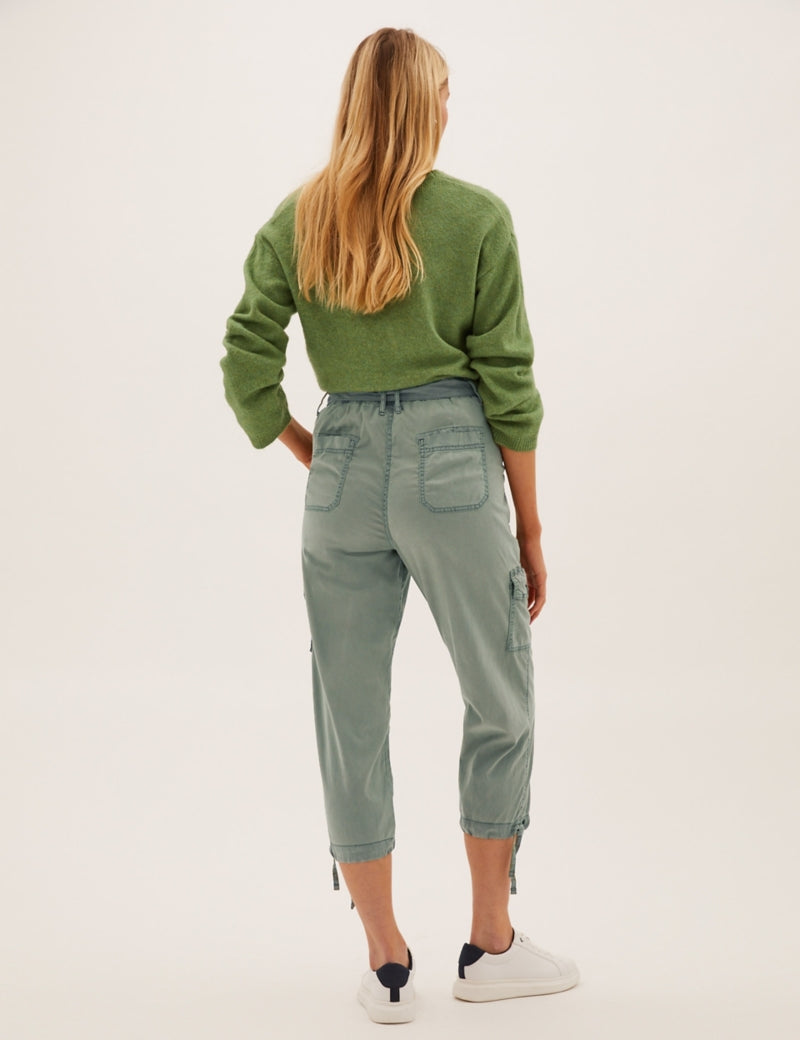Tencel™ Rich Cargo Tapered Cropped Trousers