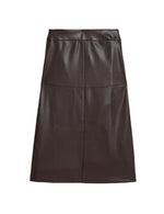 Leather Look Seam Detail Midi A-Line Skirt