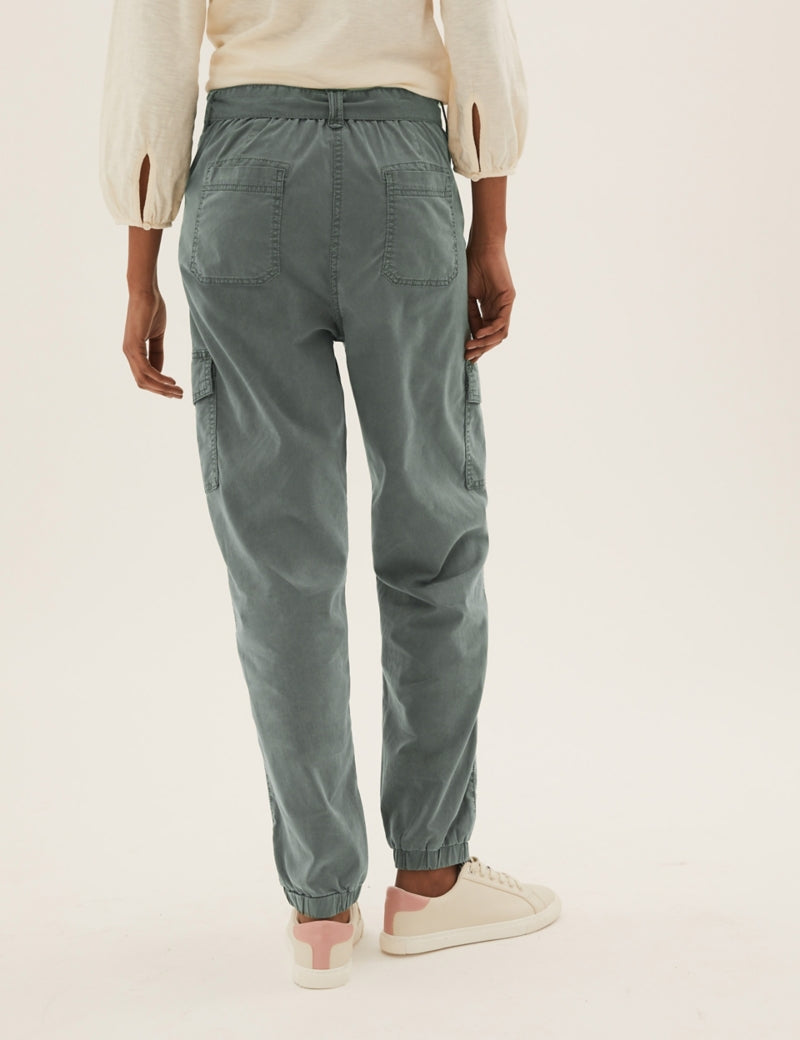 black tapered cargo trousers
