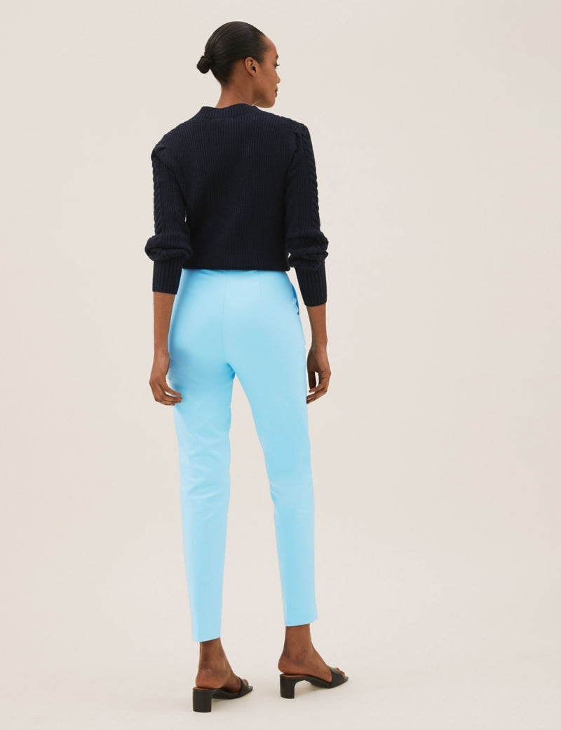 Cotton Blend Slim Fit Ankle Grazer Trousers – Marks & Spencer Bermuda