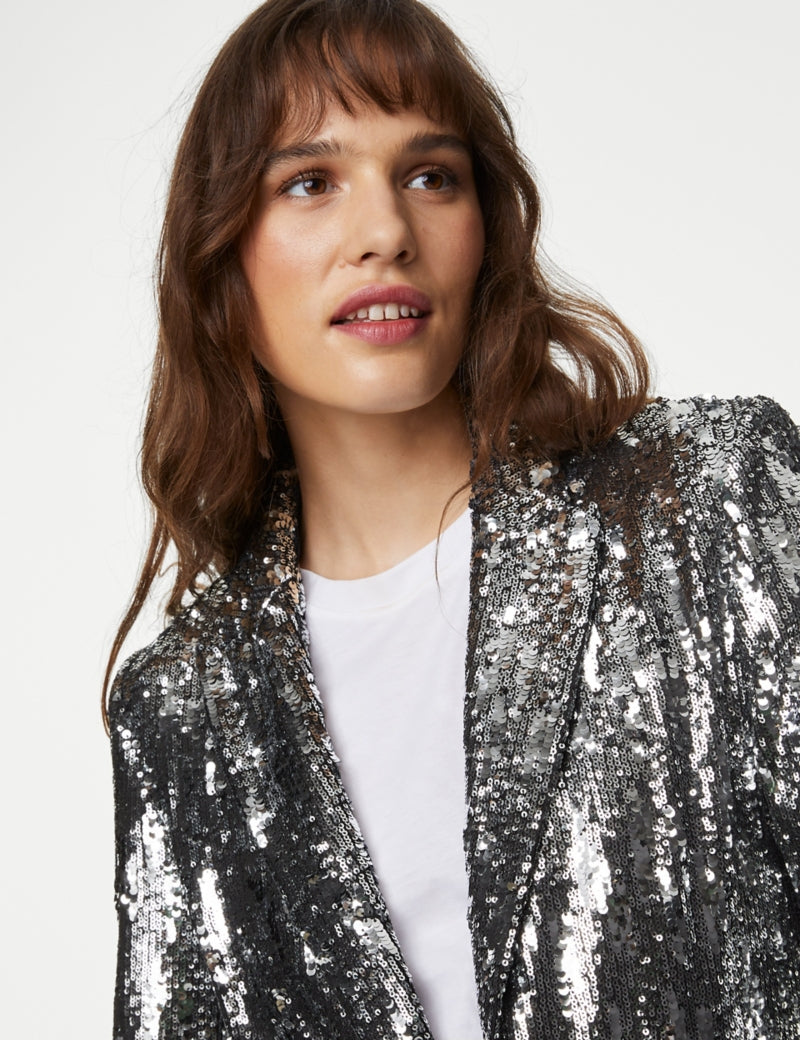 Tailored Sequin Single Breasted Blazer