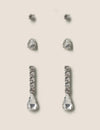 3 Pack Rhinestone Stud Earrings