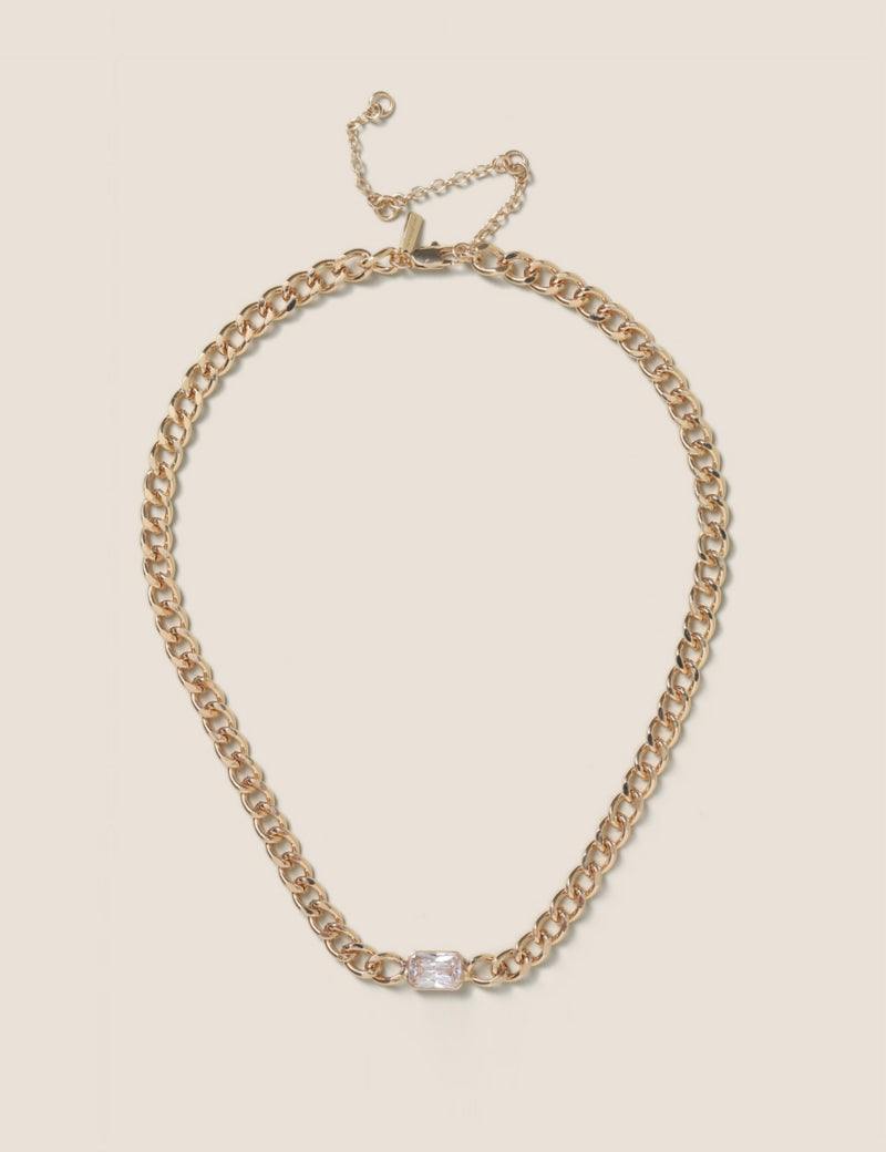 Gold CZ Chain Necklace