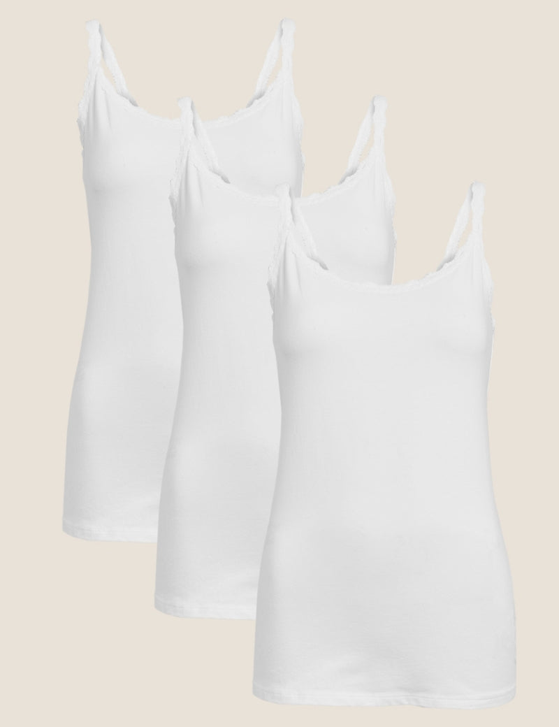 3pk Cotton Rich Lace Trim Vests – Marks & Spencer Bermuda