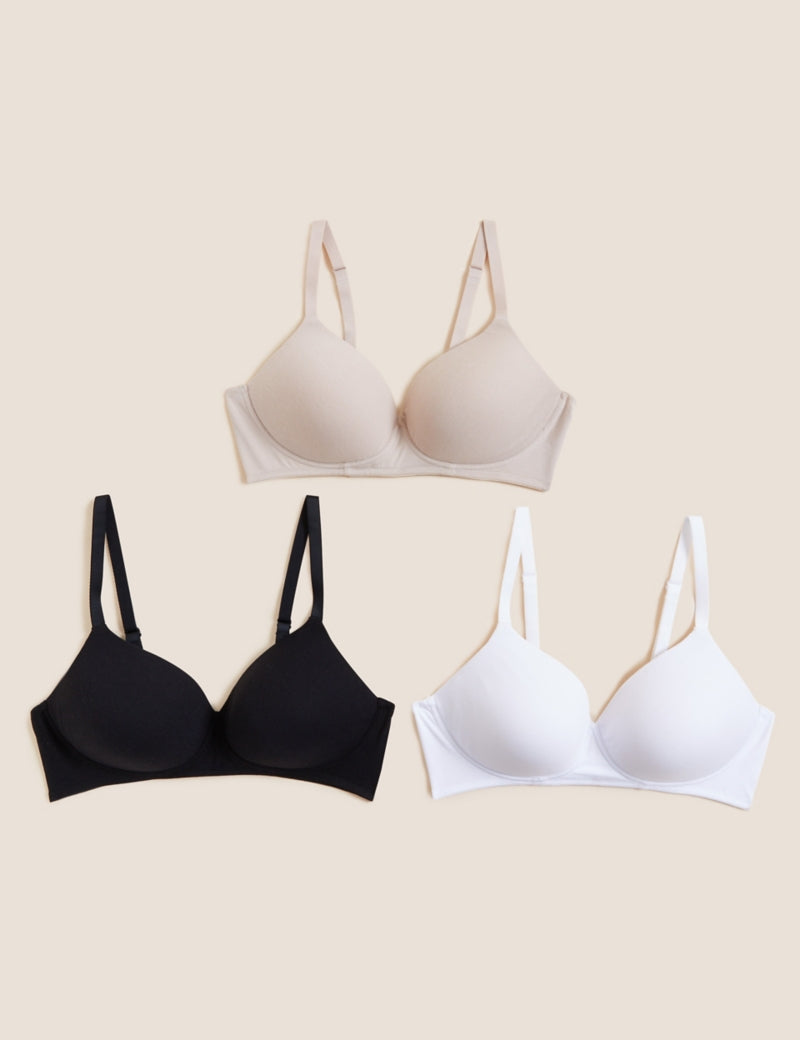 The perfect gift Cheap 🛒 M&S Collection Bras 3pk Non Wired Full Cup  T-Shirt Bra A-E 💯 for any occasion