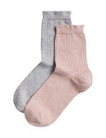 2pk Cotton Blend Sparkle Ankle High Socks