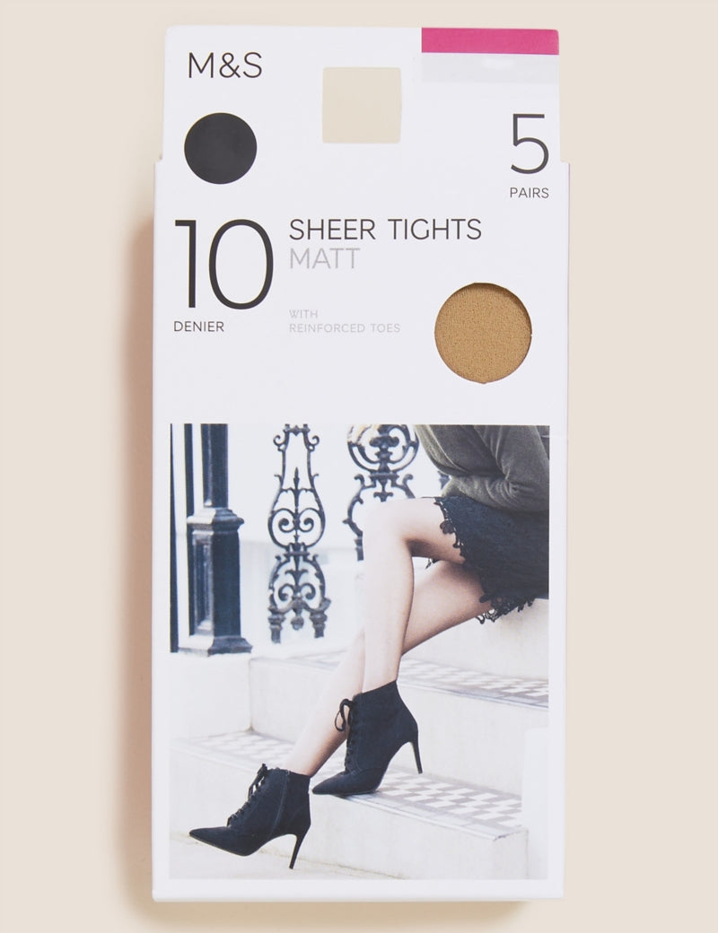 5pk 10 Denier Tights