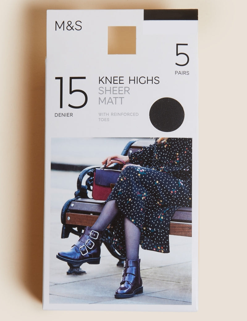 5pk 15 Denier Matt Knee Highs