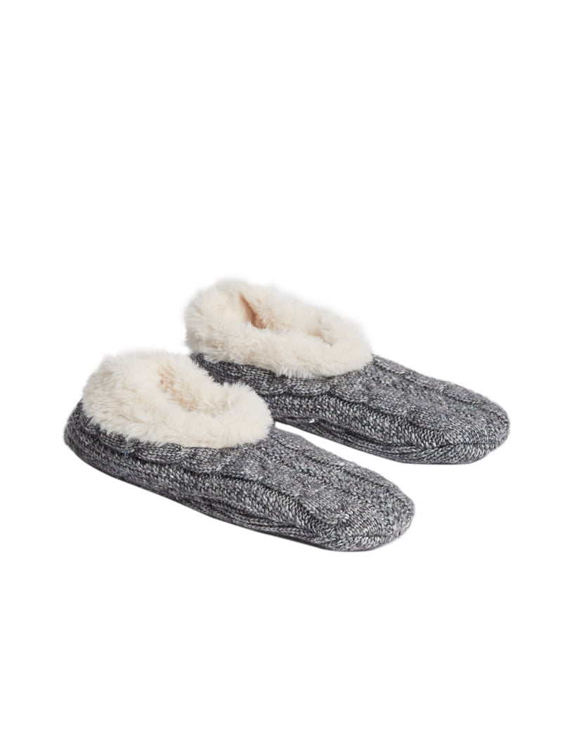 Recycled Faux Fur Cable Knit Slipper Socks