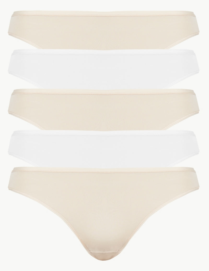 M&S Collection No VPL Cotton Modal High Leg Knickers, 5 Pack, 14
