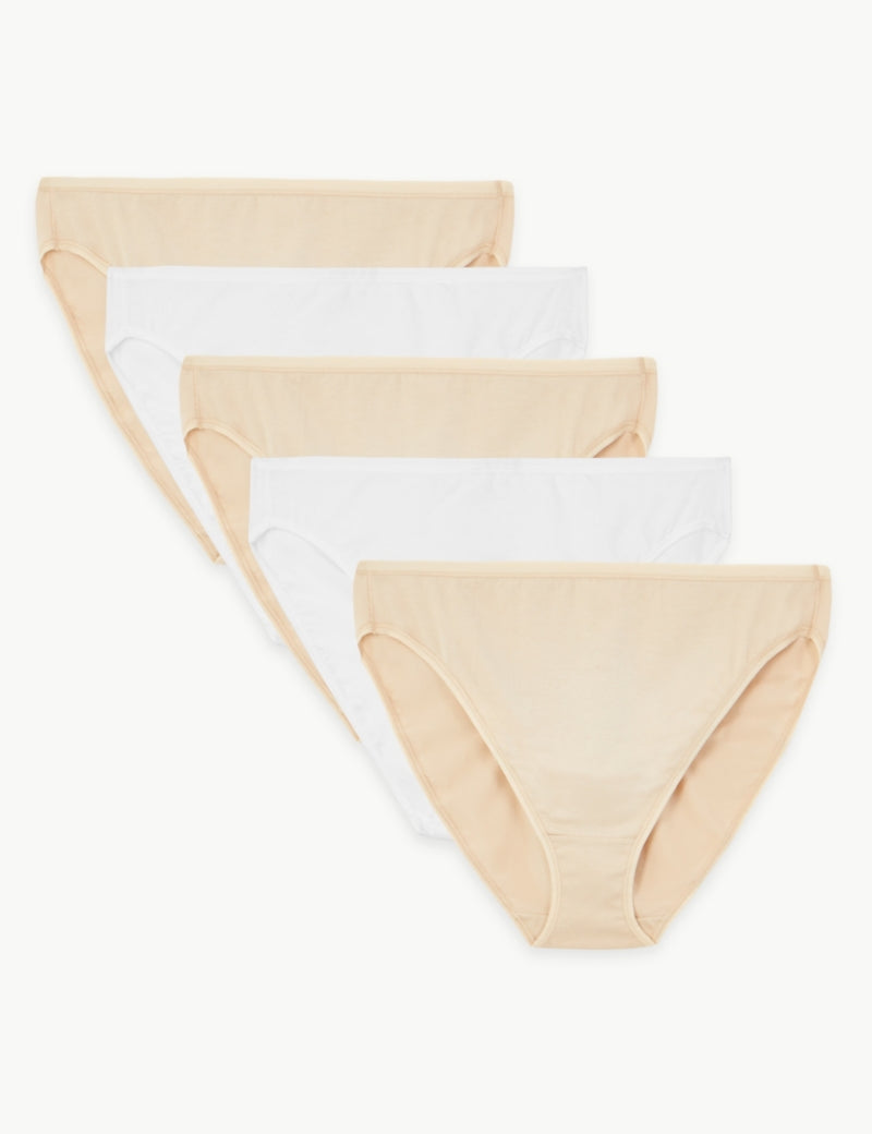 M&S Collection No VPL Cotton Modal High Leg Knickers, 5 Pack, 10