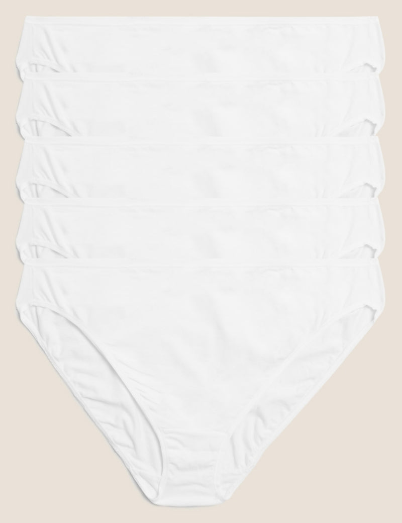 M&S Collection No VPL Cotton Modal High Leg Knickers 8 White (5) - Compare  Prices & Where To Buy 