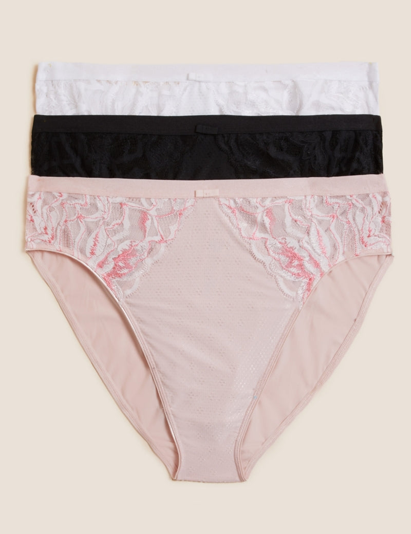 M&S 2pk Wildblooms Knickers Gambe Alte, 3 Colori, 10-24 Uk - Foto 7