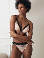 Larissa Double Lace Underwired Padded Plunge Bra A-E