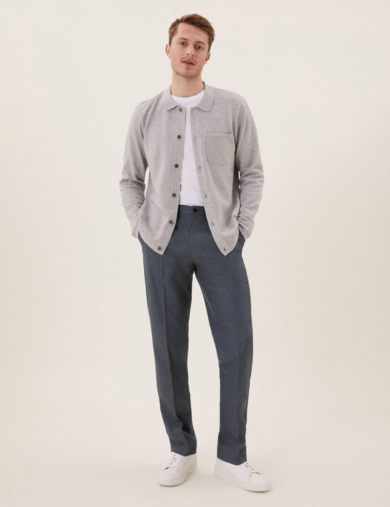 Straight Fit Flat-Front Trousers