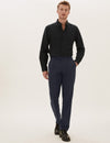 Regular Fit Wool Blend Single Pleat Trousers