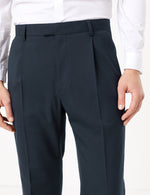 Regular Fit Wool Blend Single Pleat Trousers