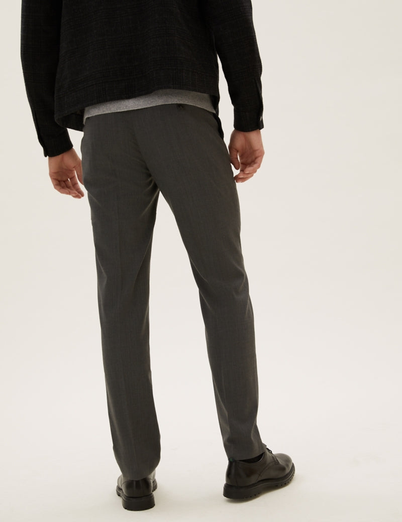 Regular Fit Wool Blend Single Pleat Trousers