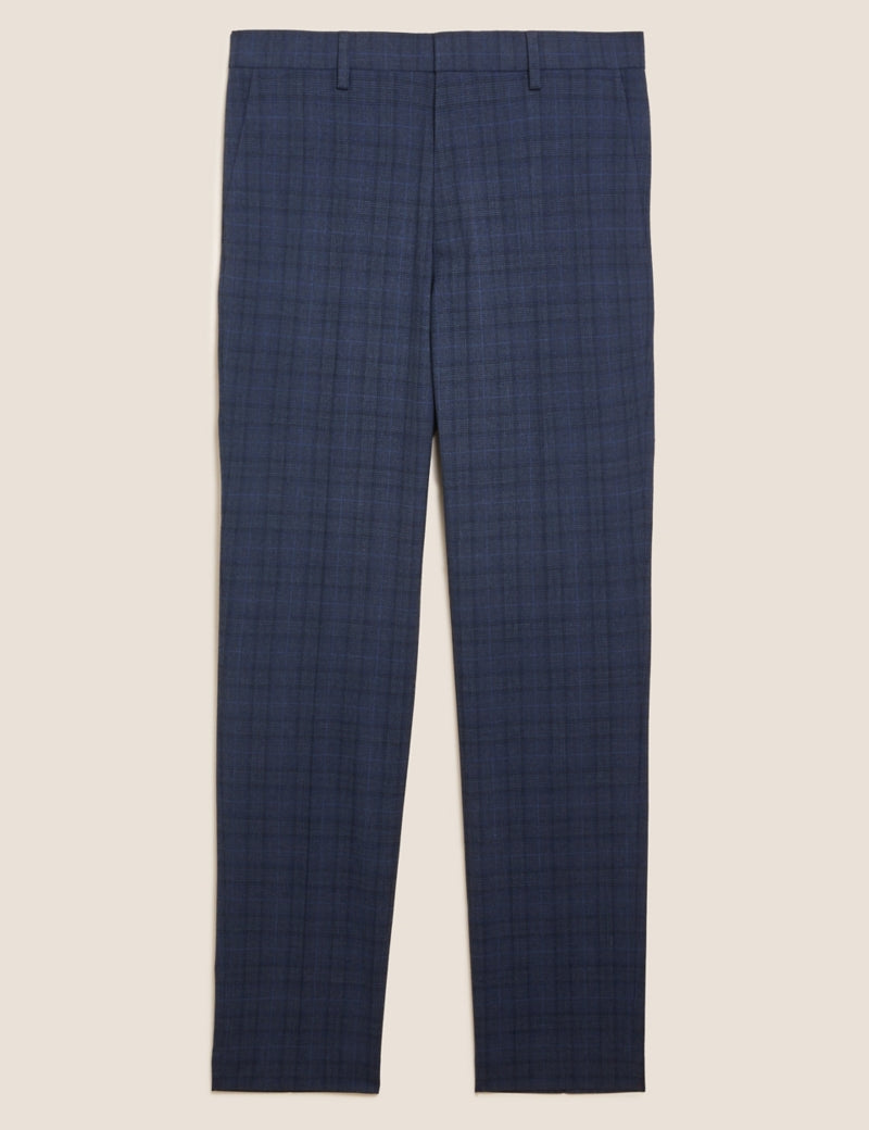 Slim Fit Check Stretch Trousers