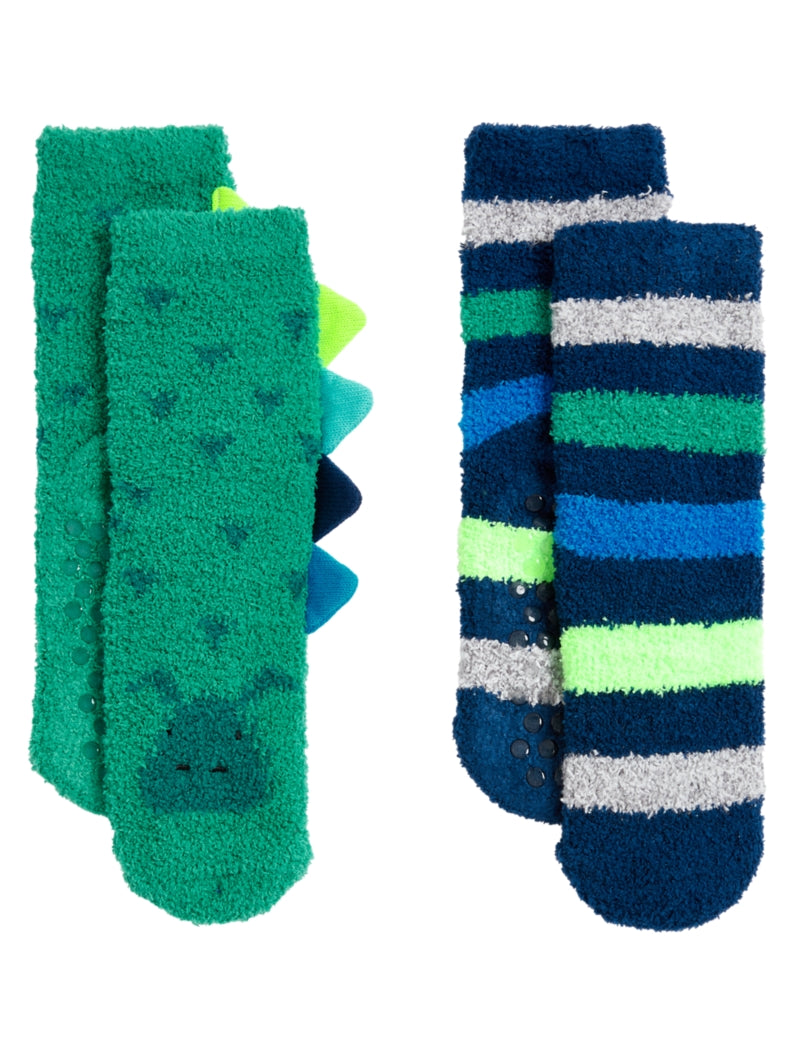 2pk Dinosaur Slipper Socks