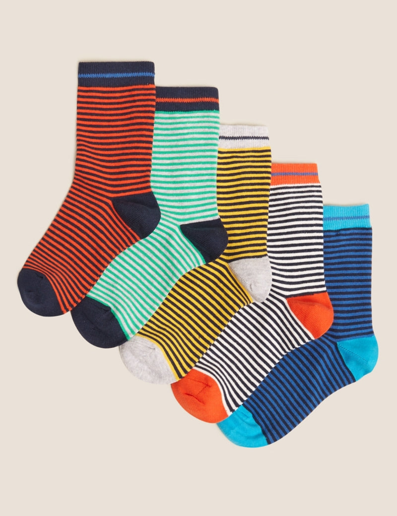 5pk Cotton Striped Socks